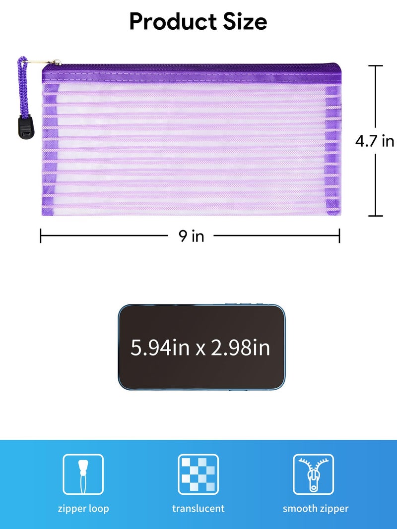 JARLINK 40 Pack 10 Colors Zipper Mesh Pouch, Storage Pencil Pouches, Multipurpose Pencil Pouch Bulk for School and Office Supplies, Cosmetics Travel Accessories, Multicolor - Image 2